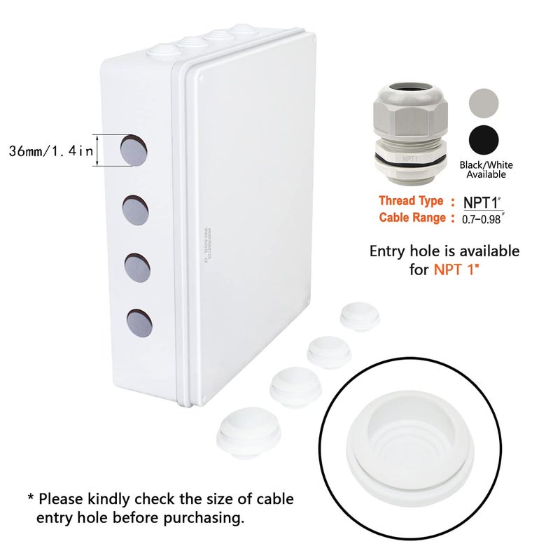 LeMotech ABS Plastic Dustproof Waterproof IP65 Junction Box Universal Electrical Project Enclosure White 15.7 x 13.8 x 4.7 inch (400 x 350 x 120 mm) - Image 5